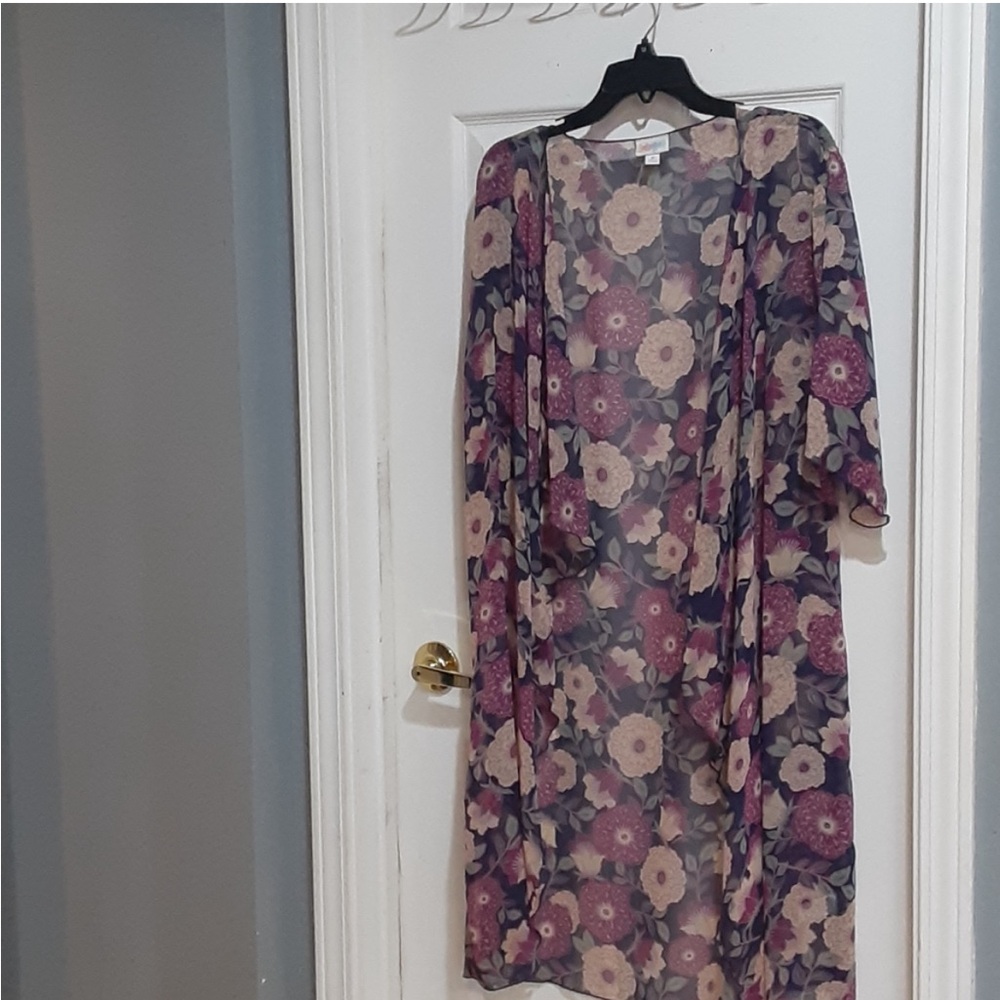 Purple Flower Power Sheer Kimono Cover-up